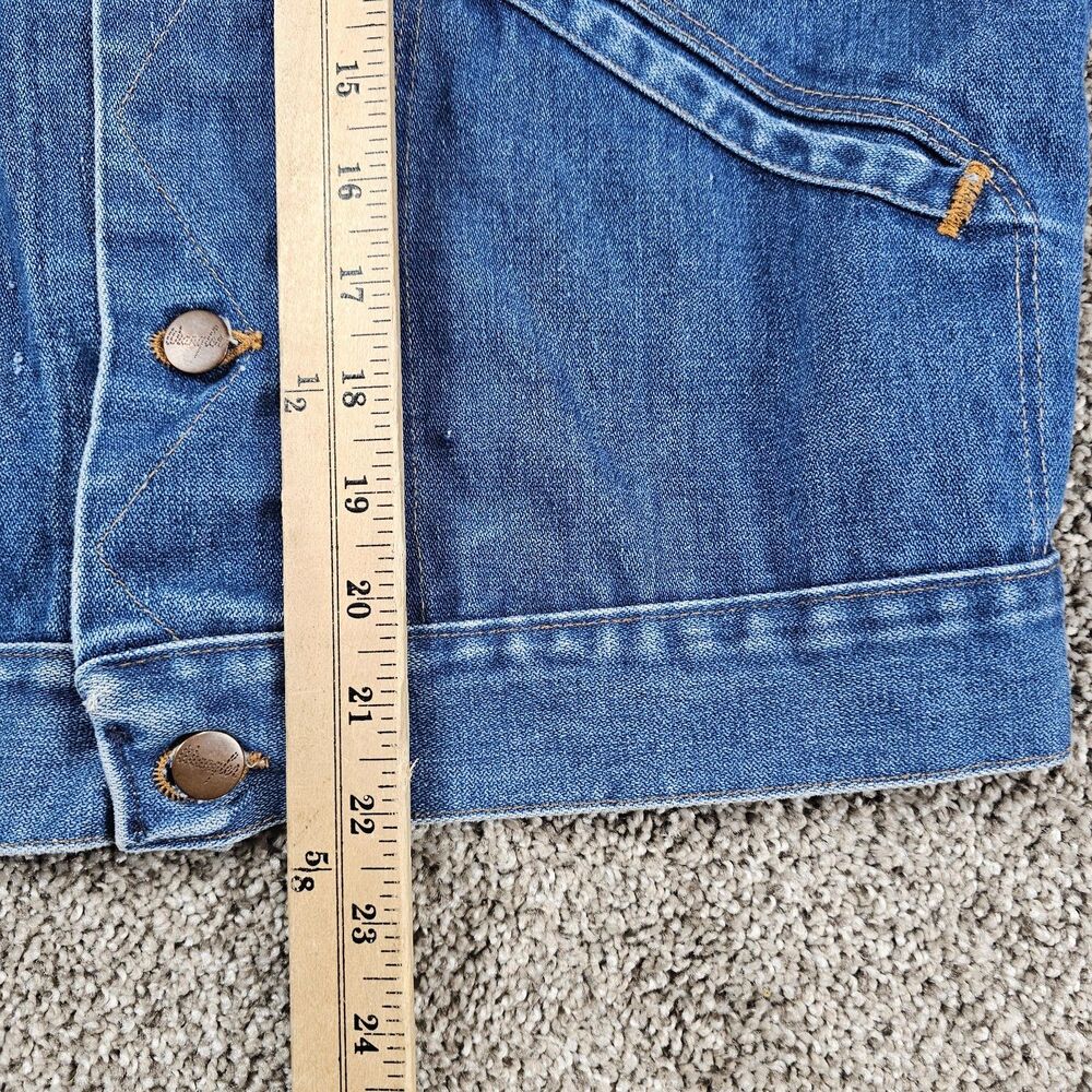 Vintage Wrangler Jacket Mens Small 126NV No Fault Denim Jean 1970s Distress USA - Picture 11 of 12